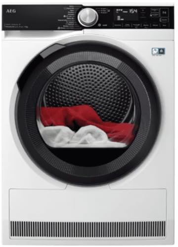 AEG TR959M6OBC Secadora con Bomba de Calor, Libre Instalación, 9 Kg, Serie 9000, 8 Ciclos de Secado, Programa Rápido, Luz Interior, WiFi, Puerta XL Negra, Blanca, Fabricado en UE