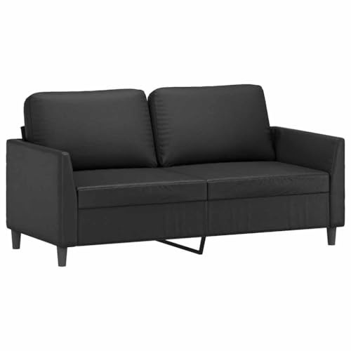 vidaXL Canapé à 2 Places, Causeuse avec Accoudoirs, Siège avec Dossier Rembourré, Meuble de Salon Salle de Séjour, Moderne, Noir Similicuir