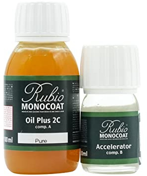 Rubio Monocoat Wood Oil Finish 65 ft² - Pure | Oil Plus 2C | Quick-Dry, Eco-Friendly Linseed Wood Oil for Indoor Use, Includes Accelerator (Part B) | Protector | 130 ml