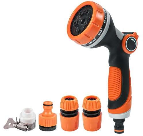 Garten Handbrause, Garten Spritzpistole 10 Einstellbare Bewässerung Muster Hochdruck Handsprüher, Multifunktional Gartenbrause für Bewässerung Rasen, Autowaschen, Bürgersteig Reinigung, Haustier Baden