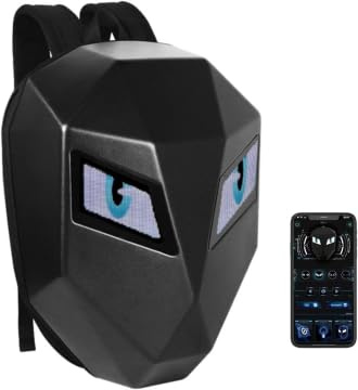 Culnflun Mochila para Motocicleta, Montar a Prueba de Agua con Pantalla a Todo Color de Carcasa Dura 3D, Caballero Programable Con LED, Funda Rígida Para Laptop