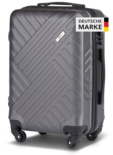 Xonic Design Reisekoffer - ABS Hartschalen Koffer mit 360° Leichtlauf-Rollen - hochwertiger Trolley mit Zahlenschloss in M-L-XL oder Set (Dark Grey, M)