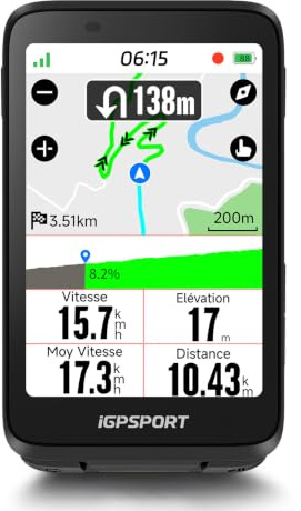 iGPSPORT BiNavi Compteur Velo sans Fil, 3,5 Tactile Fonction VO2, d'Analyse d'Entraînement, Enregistrement Continu, Détection de Mouvement, Commande Musicale et Caméra d'action, iClimb Pro, 35H