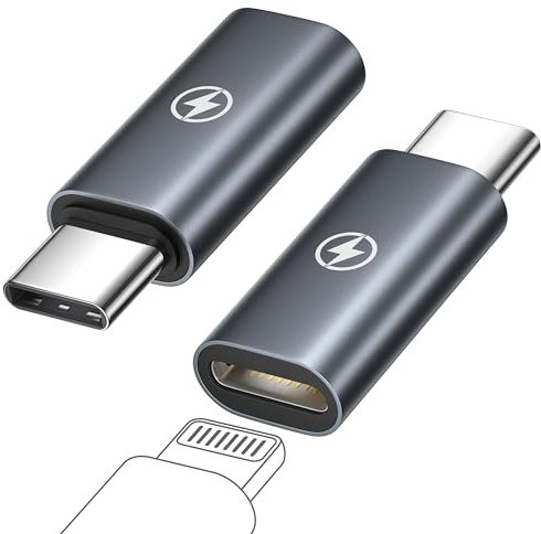 Adaptateur Lightning vers USB C (Lot de 2), Adaptateur Lightning Femelle vers USB C Mâle 60W Charge Rapide pour iPhone 17/16 Pro/15 Pro Max/15 Plus,iPad, Samsung Galaxy S25/S24/S23, Pas pour Audio/OTG