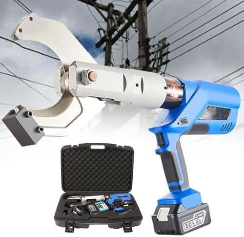 Cesoia idraulica per cavi ad alta resistenza - Cesoia elettrica a cricchetto (60-250 kN) con indicatore LED | Include 2 batterie da 4000 mAh e 18 V per un taglio senza sforzo,EZ-85C