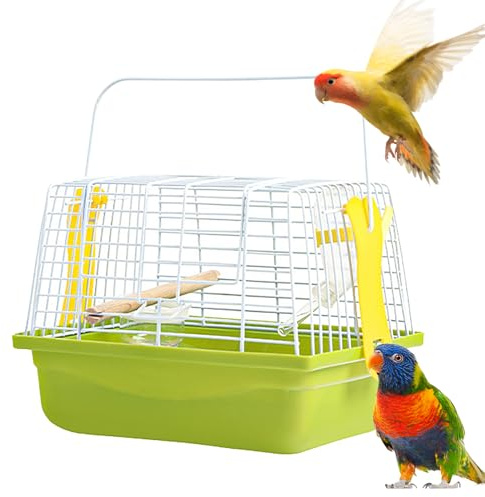 Caza De Viaje Para Loros - Cockatiels De Cajas Para El Transportista De Aves, Jaula De Transporte De Alambre Duradera Con Percha | Bandeja, Mango | Suministros Para Pájaros Para Mascotas Para Transpor