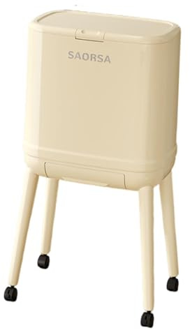 Jiuvaso Cestino per la Spazzatura con Piede Alto, cassetto Inferiore Incorporato, Cestino per la Spazzatura per la casa, Camera da Letto, Soggiorno, Bagno, Bianco