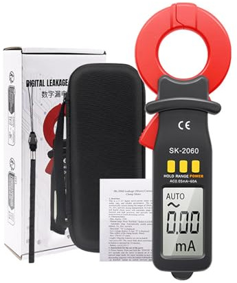 ViaGasaFamido probador corriente fuga pinza amperimétrica digital rango automático almacenamiento datos medición CA CC 60 A electricistas técnicos SK-2060