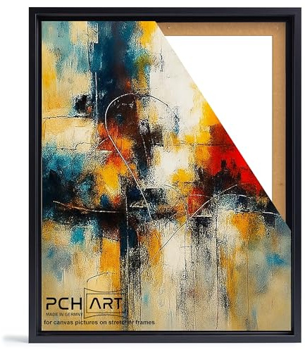 PCH[art] Cornice con giunti nascosti nero per quadri di tela su telaio allungato|Dimensioni: 60x120 cm| Cornice senza vetro e pannello posteriore