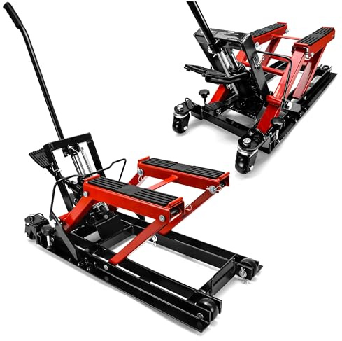 Verda Sollevatore idraulico per moto 680 kg, 120–385 mm, Sollevatore per moto, piattaforma di sollevamento per moto, cavalletto di montaggio, supporto per moto e quad, scooter, ATV, Garage SN1755
