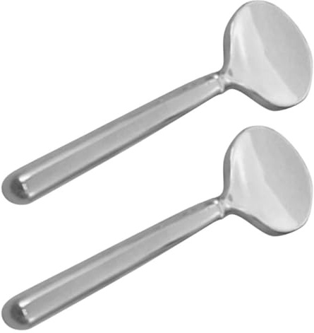 Adorainbow Mini Cuillères à Crème Visage en Alliage de Zinc Argenté, Design Compact et Ergonomique, 2 Pièces pour Trousse de Maquillage et Soins Peau