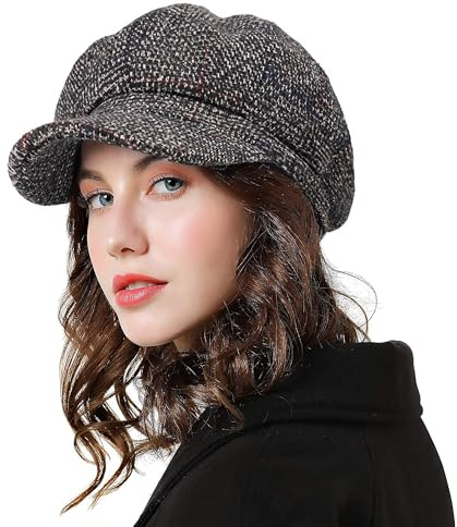 DORRISO Moda Basco Stile Berretto Donna Cappello Ottagonale Autunno Inverno Primavera Berretti Viaggio Vacanza Tempo Libero Basco Berretti in Maglia Cappello Donna Berretto 54-58CM Marrone