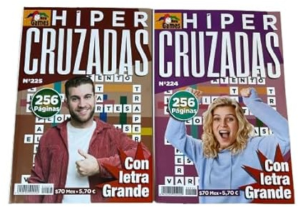 DataPrice Pack de 2 Libros de Pasatiempos Hiper Cruzadas. Cruzadas para Adultos variadas. 256 pág. - Ed. Zugarto -.