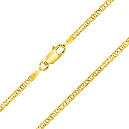 Planetys - Chaîne Maille Marine Argent 925/1000 Plaqué Or Jaune 18 Carats Largeur 2.4 mm Longueur: 60 cm
