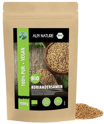Alpi Nature Korianderfrön BIO 1kg, Ekologiska Hela Korianderfrön för Matlagning och Kryddblandningar
