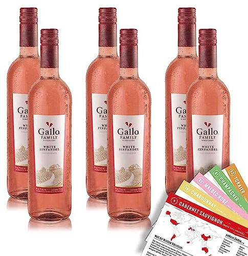 Gallo White Zinfandel Rosé, lieblich, sortenreines Weinpaket + VINOX Winecards (6x0,75l)