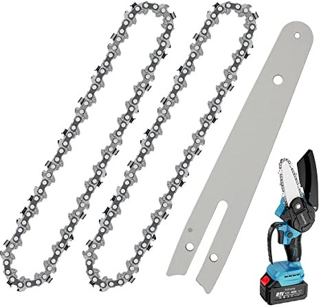 2 catene per motosega, 2 pezzi da 6 pollici, mini catena per motosega con 1 pezzo di ricambio per la lavorazione del legno, per la lavorazione del legno, per la sega, da giardino (6 pollici + bar)