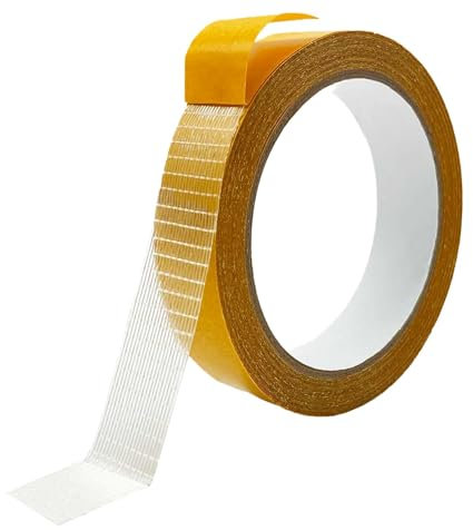 KAIHENG Hochleistungs-Doppelseitiges Gewebeband, 2.5cm superklebriges multifunktionales Doppelseitiges Klebeband, Doppelklebe-Teppichband, transparentes Klebeband für das Homeoffice oder die Schule