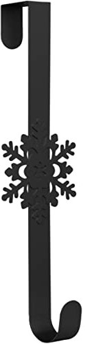 TRIXES Couronne de Noël noire en forme de flocon de neige – Crochet de porte d'entrée pour décoration de Noël et d'hiver – Couronne de Noël pour la maison, le bureau, ou une fête de Noël