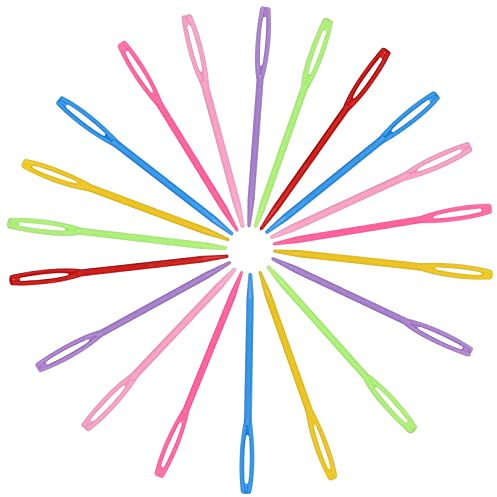Plastic Sewing Needles,20Pcs Large Eye Plastic Sewing Needles,Eye Sewing Needles for Children,Colorful Weaving and Sewing Needle,Learning Needles,PlasticSewing Needles for Sewing Craft and Kids DIY
