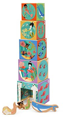 SCRATCH 276181229 - Torre apilable con 3 Animales de Madera, diseño de océano, a Partir de 12 Meses