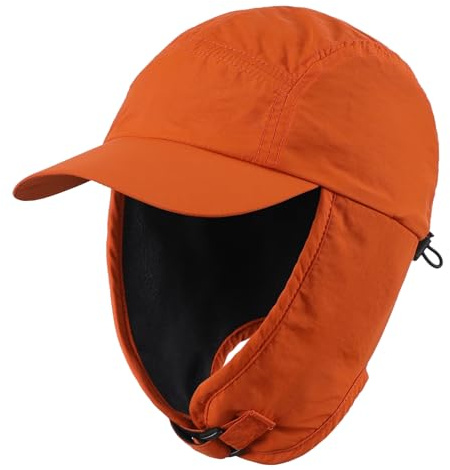 Decentron Gorro de invierno para niños con orejeras, gorro de forro polar, naranja, 3-7 años