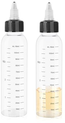 2 Stück Squeeze Flaschen 110ml klare Ölspender Quetschflasche mit Skala Ölflasche mit Spitzenkappe Mehrzweck Plastikflasche für flüssige Gewürze sauce Öl Soja Essig
