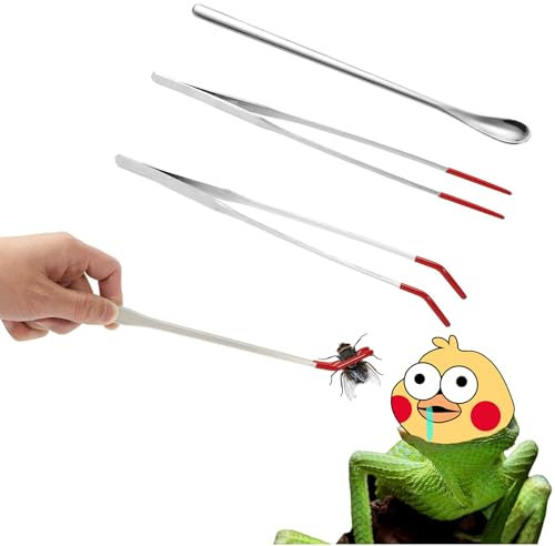 PARFCO Aquarium Pinzette, 27 cm, 2 Stück Pinzette Lang, Edelstahl Futterlöffel Aquarium, mit 22,5 cm Futterlöffel, Pinzette Kunststoffkopf, für Füttern Reptilien, Klemmen Wassertankpflanzen