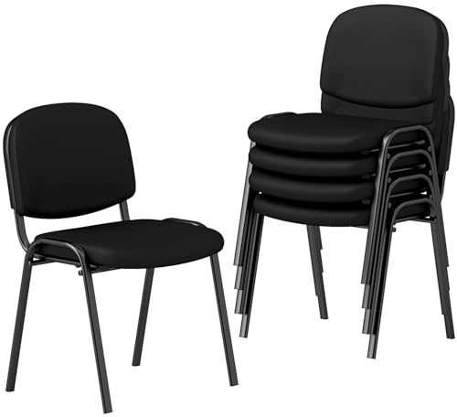 COSTWAY Set of 2/4/5/6/10 Stackable Reception Chairs, Upholstered Armless Office Meeting Conference Chair, Computer Desk Seat Guest Visitors Chairs for Home Office (54 x 57 x 78 cm, 10PCS)