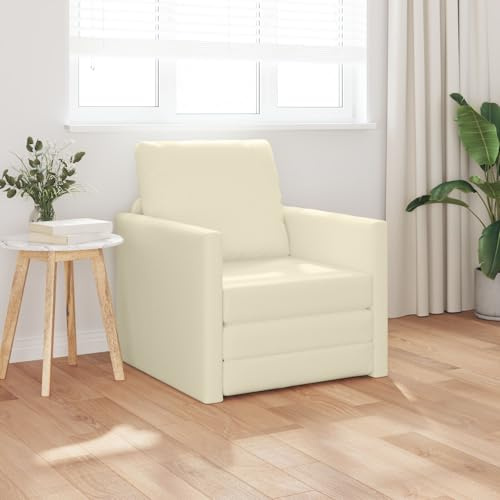 Homgoday Sofa de Salon,Sofá Moderno,Sofá Cama Sofá Cama 2 en 1 Crema 74x77x81 cm Cuero sintético