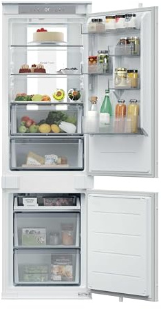Hoover H-Fridge 600 Integrated Fridge Freezer, D Rated, Total No Frost, hOn App Connectivity, Circle Fresh Technology, Panorama Light, 251L Total Capacity, White, 54x55x177 cm - HONBQT5518DK-UK