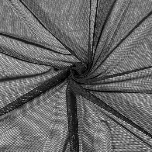 de malla elástica en 4 direcciones, malla de poliéster y elastano, 160 cm por 1 yarda, malla transparente ligera para ropa de baile, ropa deportiva, manualidades de costura (negro)