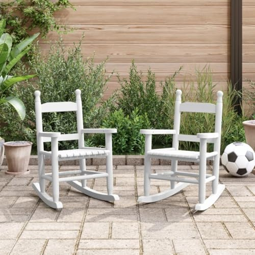 Generico Sedie a Dondolo per Bambini 2 pz Bianche Legno Massello Pioppo,Bianco,5.4kg,3281600