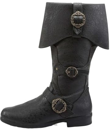 Generisch Bottes 2026 avec fermeture éclair latérale et sangle à boucle de style médiéval - Chaussures décontractées confortables pour les activités de plein air