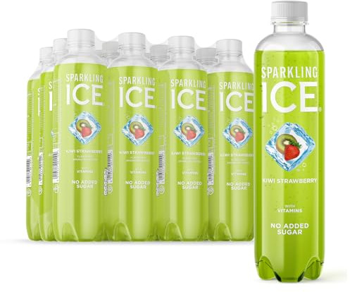 Sparkling Ice Kiwi Strawberry flavour sparkling water with antioxidants and vitamins, No sugar, 500ml Bottles (Pack of 12)