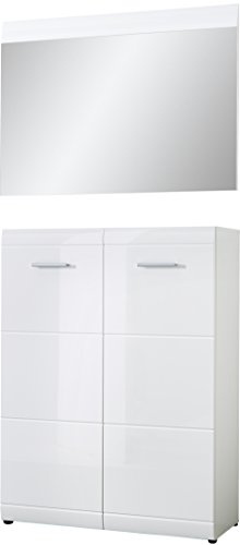 Germania 2-TLG. Garderoben-Set 8542-84 GW-Adana in Weiß, mit Hochglanz Fronten, 90 x 200 x 36 cm (BxHxT)