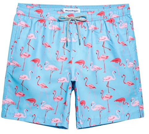maamgic Mens Swim Trunks Quick Dry Swim Shorts with Mesh Lining Funny Swimwear Bathing Suits 7inch Blue & Pink Medium