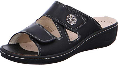 Fidelio Damen Pantoletten 434103-10 Schwarz - Pantolette mit Loser Einlage - Damenschuhe Pantolette/Zehentrenner, Schwarz, Leder (chevrostretch), absatzhöhe: 30 mm schwarz 172760
