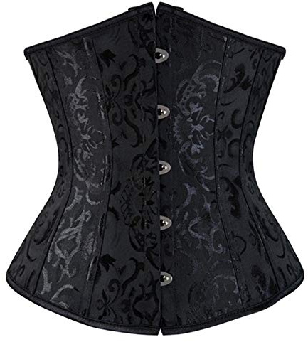 SxyBox Corset Femme Underbust Steampunk Gothique Lacet Ceinture Bustier pour Halloween et Carnaval,Noir,L