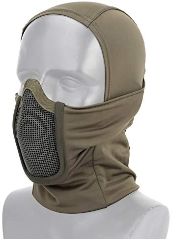OAREA Tactique Airsoft Paintball Plein Visage en Acier Maille Masque Polyester Balaclava Chasse CS Masque Vélo Casque De Protection Doublure Cap