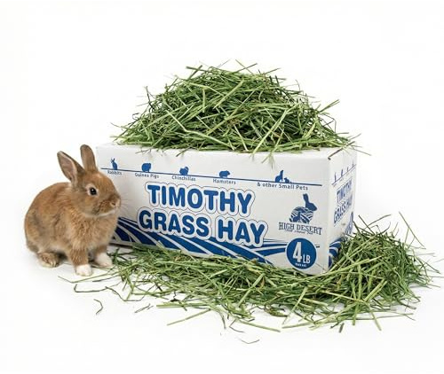High Desert 2nd Cutting Timothy Hay for Rabbits, Guinea Pigs, Chinchillas and Small Pets, Soft Leafy for Daily Feeding and Digestive Health, Natural Rabbit Food and Guinea Pig Hay for Hay, 4 Lb Box