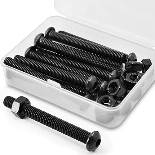 (10 juegos) M8 x 60 mm Tornillo de cabeza curvada con hexagonal y tuercas Rosca completa de acero al carbono 10,9 (negro)