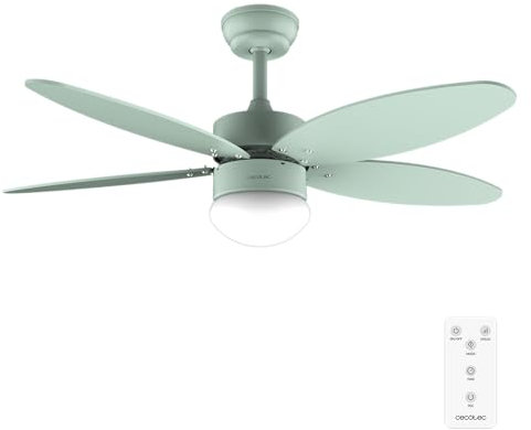 Cecotec - Ventilateur de Plafond avec Lumière EnergySilence Aero 4260 Full Mint - 40 W, Diamètre 106 cm, Lampe Intégrée, Télécommande, Minuterie 8 Heures, 6 Vitesses, 5 Pales, Été/Hiver