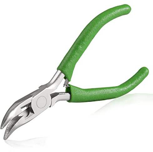 SPEEDWOX Mini-Biegezange mit gezackter Backe und Schneidern, 12,7 cm, gebogene Ketten-Spitzzange, gebogene lange Spitzzange zum Basteln und Reparieren von Schmuckherstellung, Draht