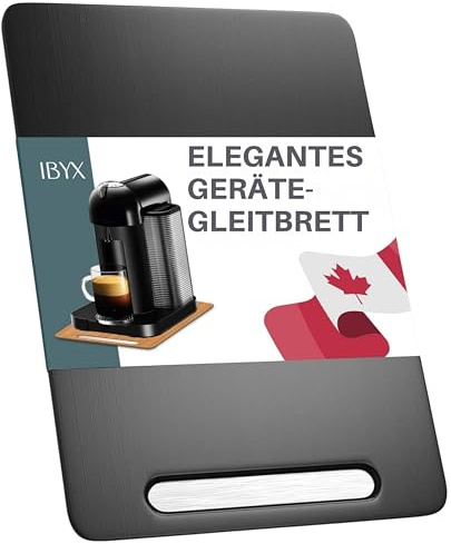 Ibyx Bambubricka Med Hjul För Köksmaskiner, Svart, 24 X 35,5 Cm | Gummihjul För Smidig Utdragning; Klarar Upp Till 18 Kg; För Kaffebryggare, Airfryer Och Köksmaskin.