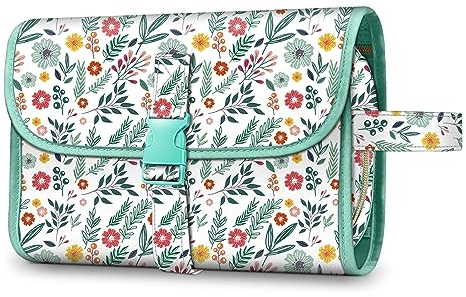 Fintie Tragbare Kulturtasche Kosmetiktasche Reisetasche, Große wasserdichte Aufhängen Make-up Organizer Stauraum Tasche für Damen Mädchen, Frühling