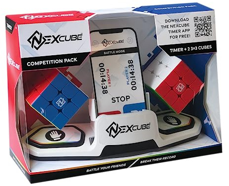 Nexcube Competition Pack, 3x3 kub för Speedcuber med timer och app, Utmana dina vänner, att börja 8 år, 2 spelare