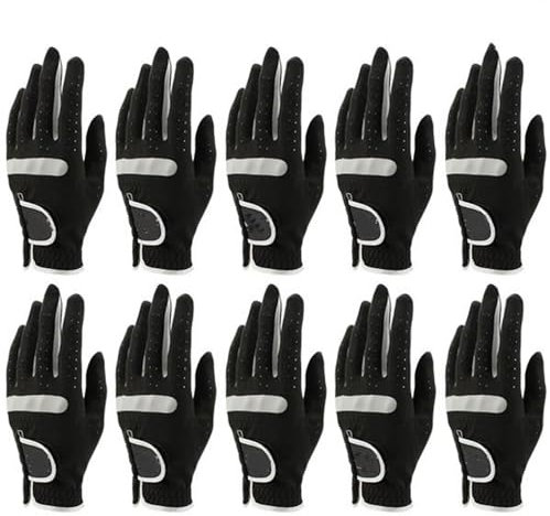 YoGaes Golfhandschuhe Packung von 10. Stck Männer Golfhandschuhe atmungsaktiv schwarzer weicher Gewebe Golf Handschuh Linke Hand Golfhandschuhe Damen (Color : Worn on Left Hand, Größe : 26 X-Large)