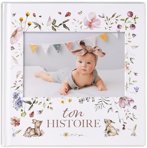 Livre de Naissance - Album Photos et Naissance - Cadeau Naissance 132 Pages et Album Photo Scrapbooking – Livre Naissance Bébé Garçons et Filles – Photos de 10 x 15 (Forêt)
