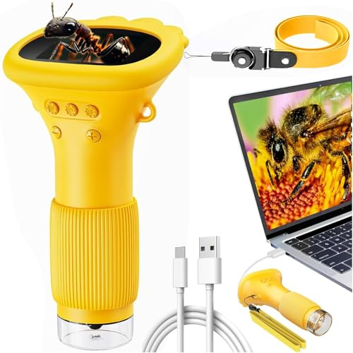 Microscopio digital portátil para niños, microscopio electrónico de aumento de 200X, recargable, aumento 200x, para niños de 3 a 8 años